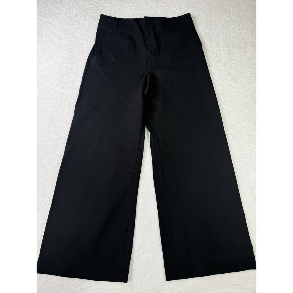 Anthropologie‎ Maeve The Colette Wide Leg Crop Pants Size 32T Tall Black Soft